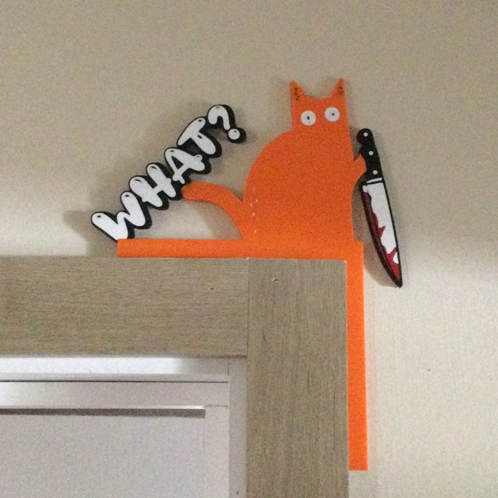 Orange Cat Door Topper Decor - WHAT? Design 3D